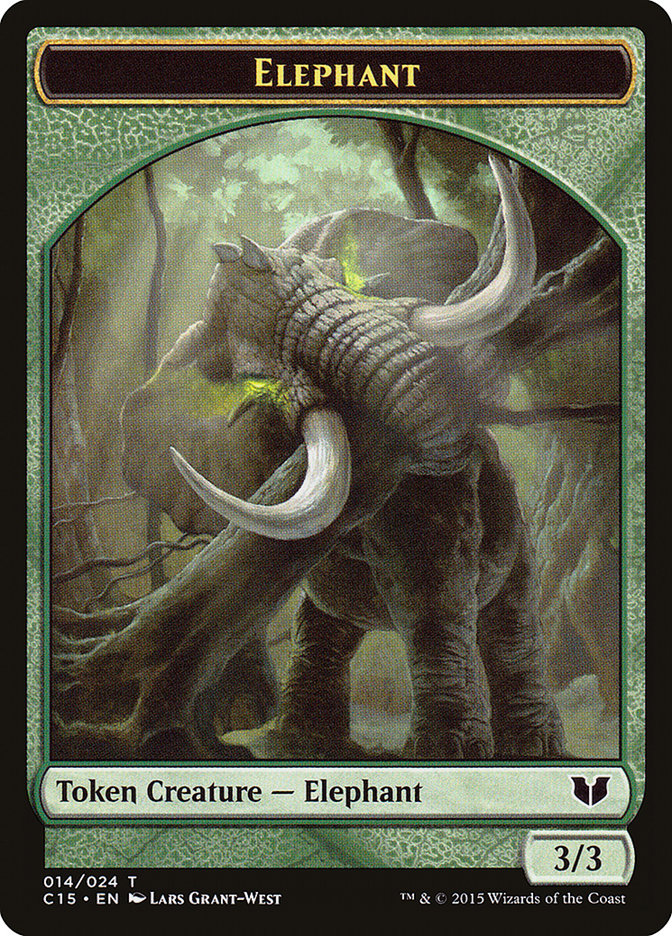 Elephant // Saproling Double-Sided Token (C15-14 // 16) - Commander 2015 Tokens