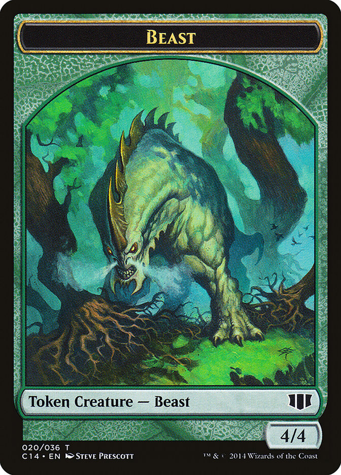 Elf Druid // Beast (4/4) Double-sided Token (C14-23 // 20) - Commander 2014 Tokens