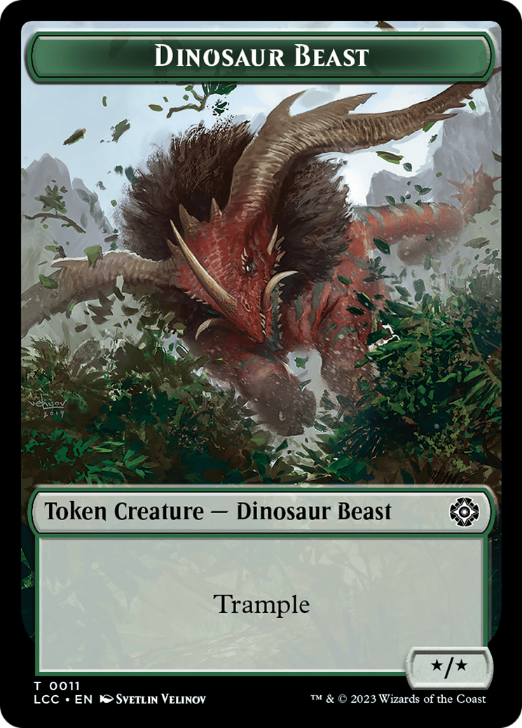 Dinosaur Beast // Dinosaur Double-Sided Token [The Lost Caverns of Ixalan Commander Tokens] | The CG Realm