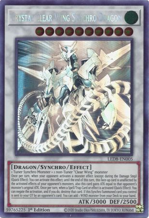 Crystal Clear Wing Synchro Dragon [LED8-EN005] Ghost Rare | The CG Realm