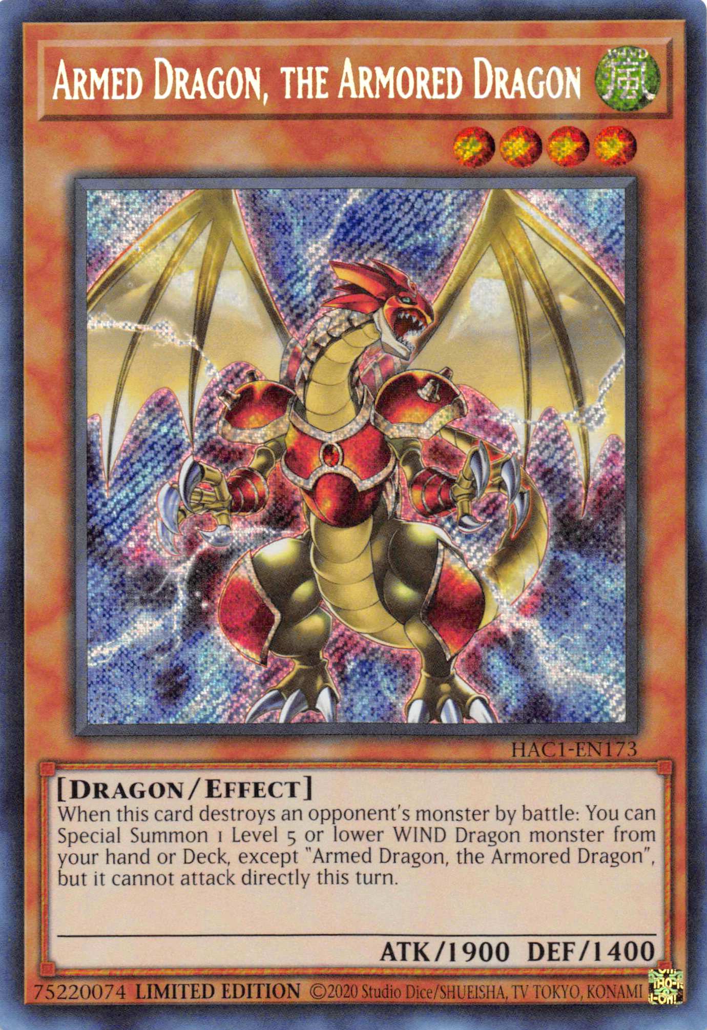 Armed Dragon, the Armored Dragon [HAC1-EN173] Secret Rare | The CG Realm