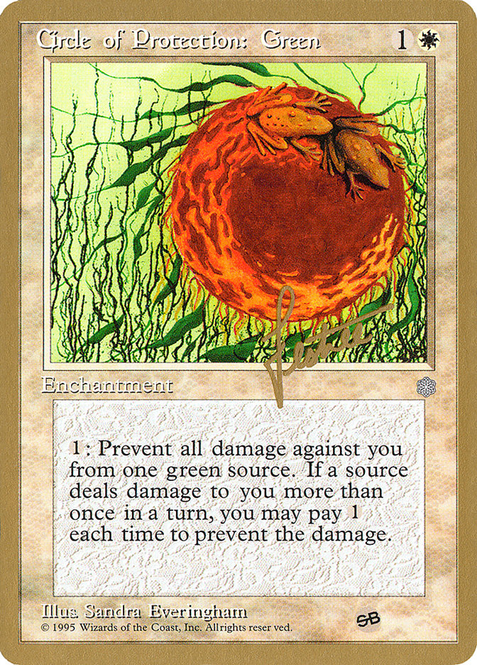 Circle of Protection: Green (Bertrand Lestree) (SB) (ICE) [Pro Tour Collector Set] | The CG Realm