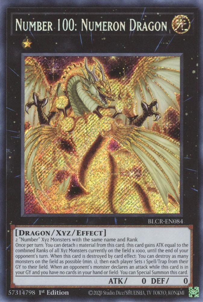 Number 100: Numeron Dragon [BLCR-EN084] Secret Rare | The CG Realm