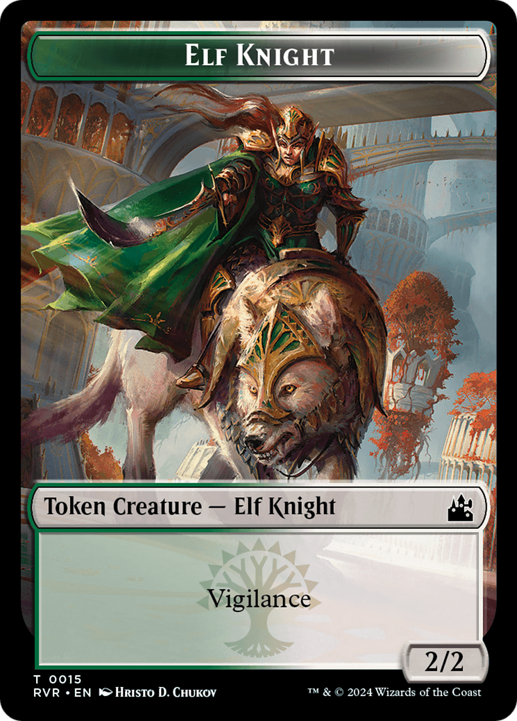 Elf Knight // Wurm Double-Sided Token [Ravnica Remastered Tokens] | The CG Realm