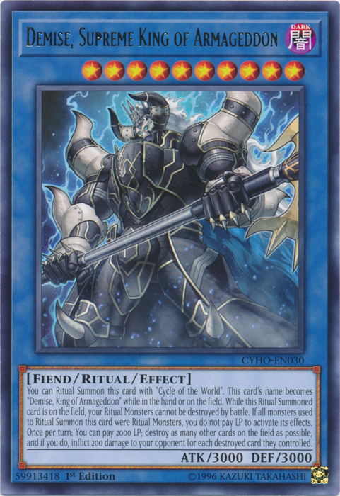 Demise, Supreme King of Armageddon [CYHO-EN030] Rare | The CG Realm