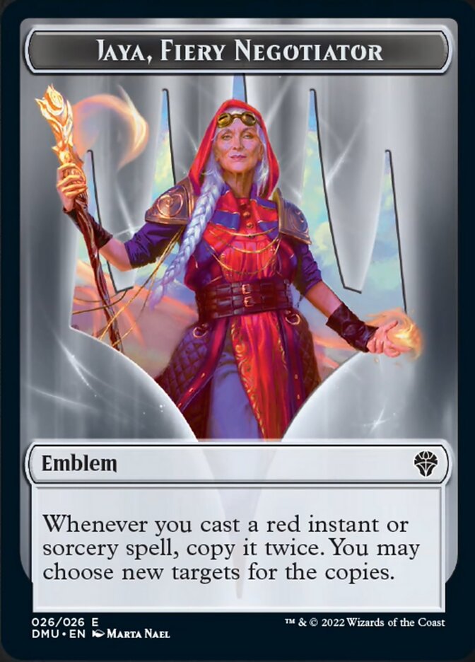 Jaya, Fiery Negotiator Emblem [Dominaria United Tokens] | The CG Realm