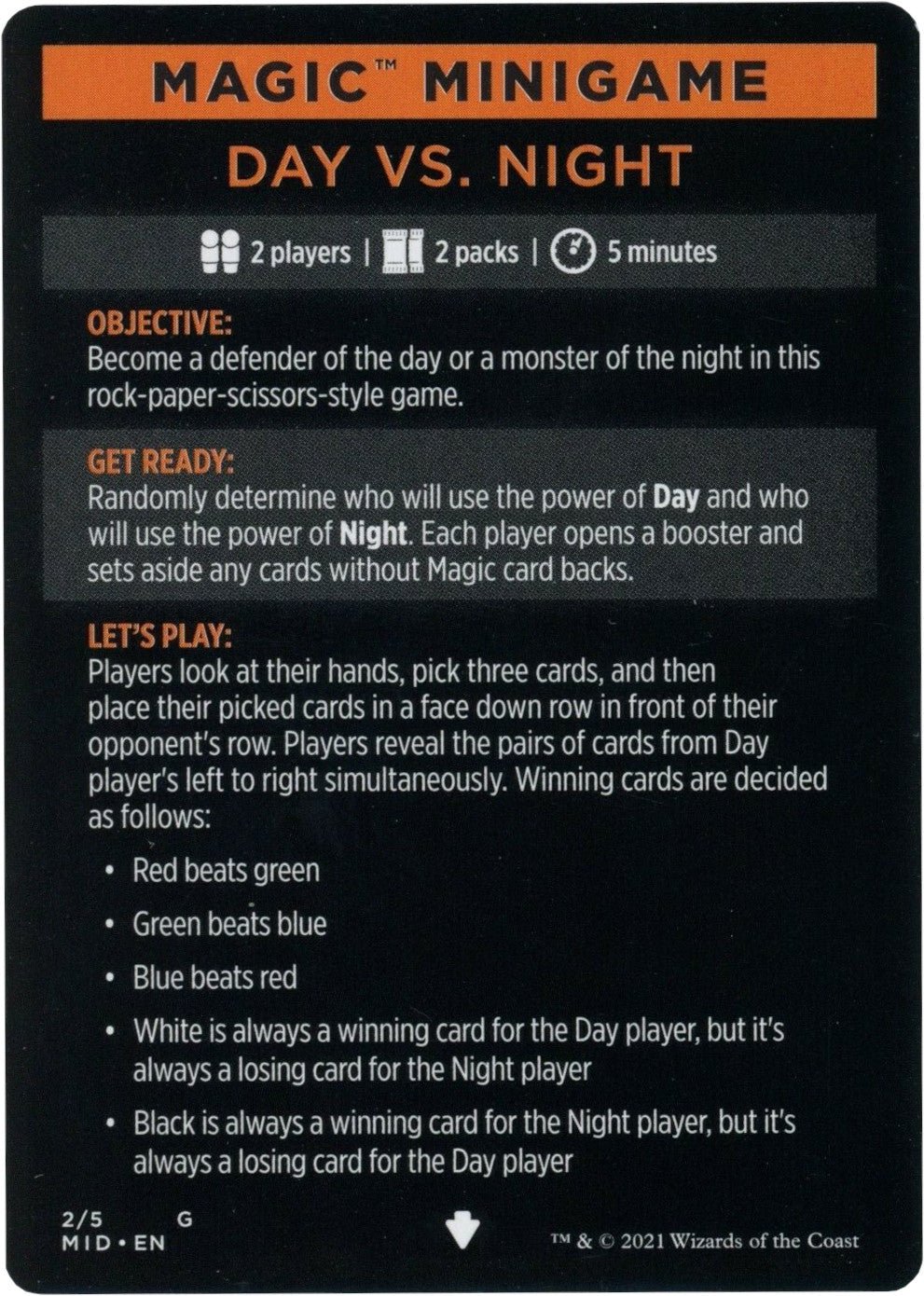Day Vs. Night (Magic Minigame) [Innistrad: Midnight Hunt Minigame] | The CG Realm