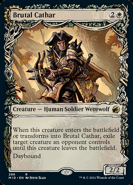 Brutal Cathar (Showcase) (MID-286) - Innistrad: Midnight Hunt: (Showcase, Double Faced Transform)