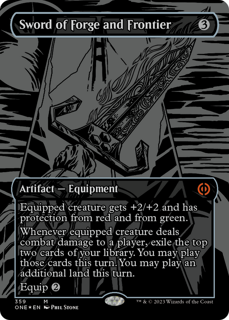 Sword of Forge and Frontier (Oil Slick Raised Foil) [Phyrexia: All Will Be One] | The CG Realm