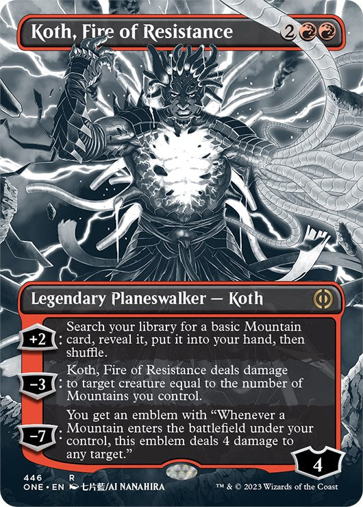 Koth, Fire of Resistance (Borderless Manga Step-and-Compleat Foil) [Phyrexia: All Will Be One] | The CG Realm