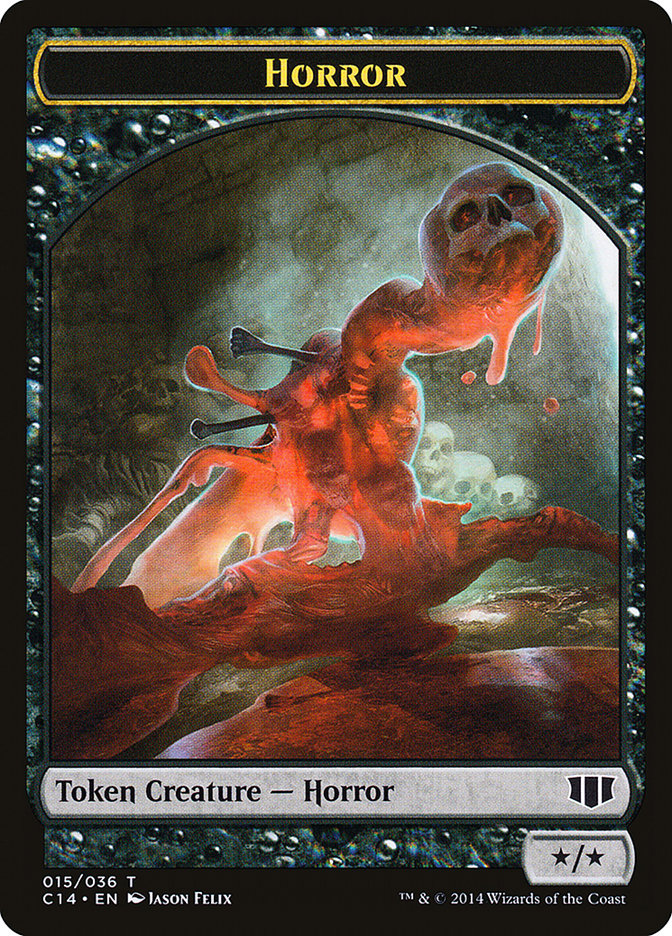 Horror // Zombie (Black) Double-sided Token (C14-15 // 16) - Commander 2014 Tokens