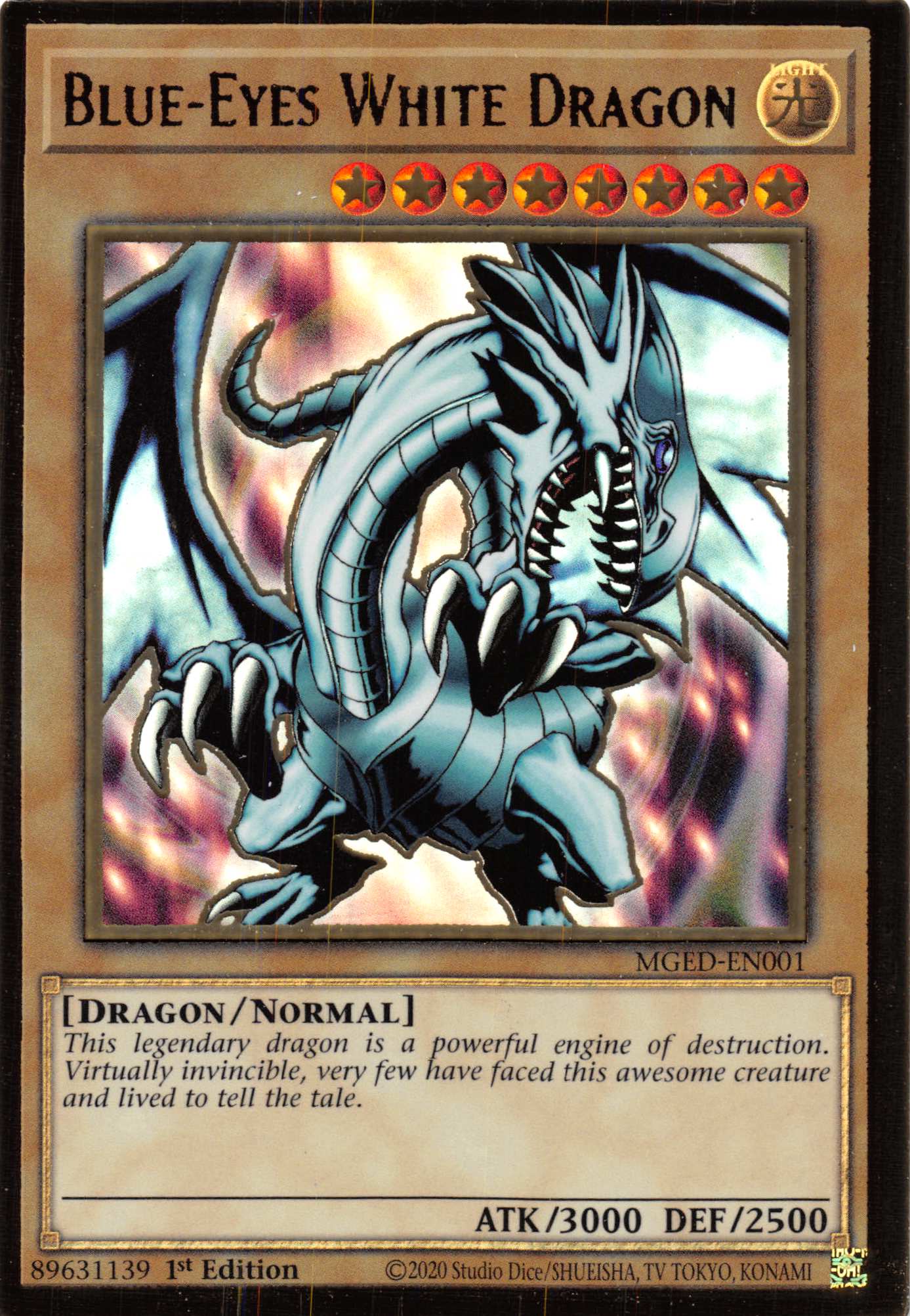 Blue-Eyes White Dragon (Alternate Art) [MGED-EN001] Gold Rare | The CG Realm