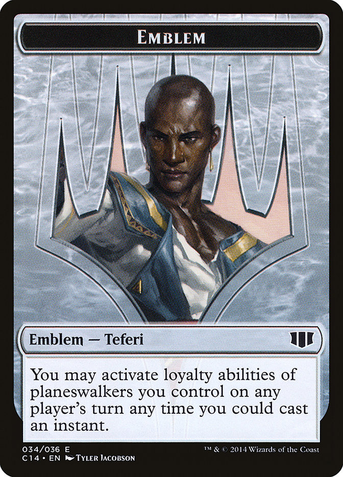 Emblem - Teferi, Temporal Archmage // Zombie (Blue) Token (C14-34 // 11) - Commander 2014 Tokens