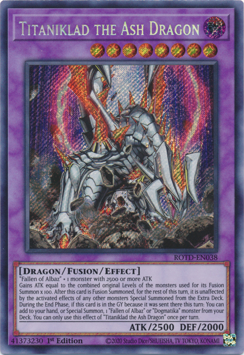 Titaniklad the Ash Dragon [ROTD-EN038] Secret Rare | The CG Realm