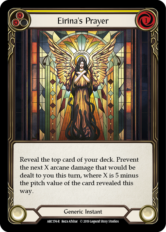 Eirina's Prayer (Yellow) [ARC174-R] (Arcane Rising)  1st Edition Rainbow Foil | The CG Realm
