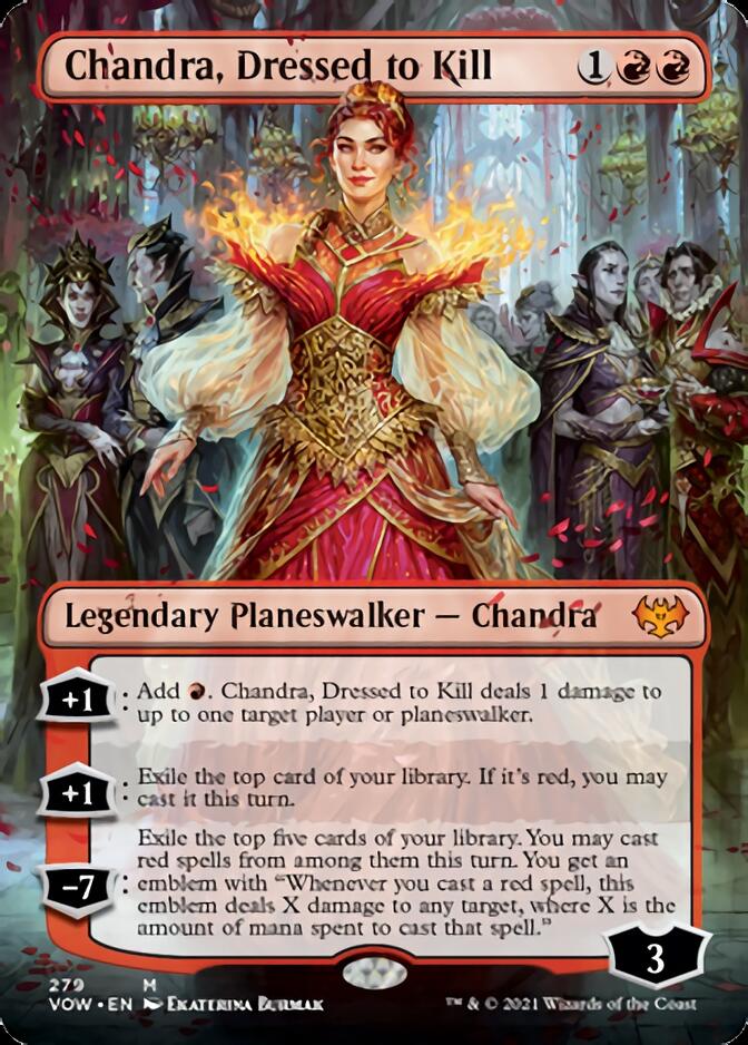 Chandra, Dressed to Kill (Borderless) [Innistrad: Crimson Vow] | The CG Realm