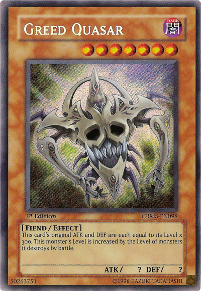Greed Quasar [CRMS-EN098] Secret Rare | The CG Realm