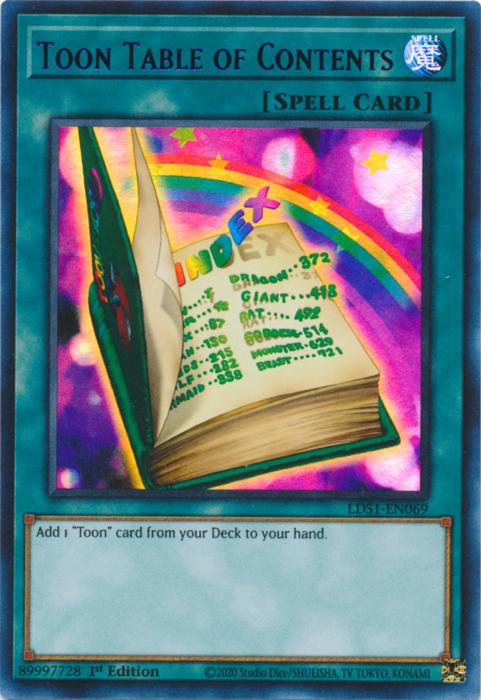 Toon Table of Contents (Blue) [LDS1-EN069] Ultra Rare | The CG Realm