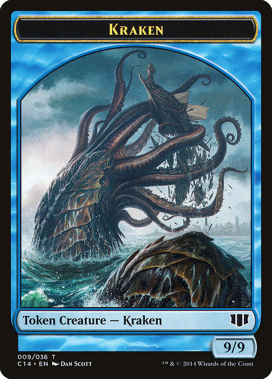 Kraken // Zombie (Blue) Double-sided Token (C14-9 // 11) - Commander 2014 Tokens