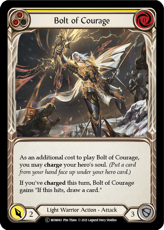 Bolt of Courage (Yellow) [U-MON043-RF] (Monarch Unlimited)  Unlimited Rainbow Foil | The CG Realm