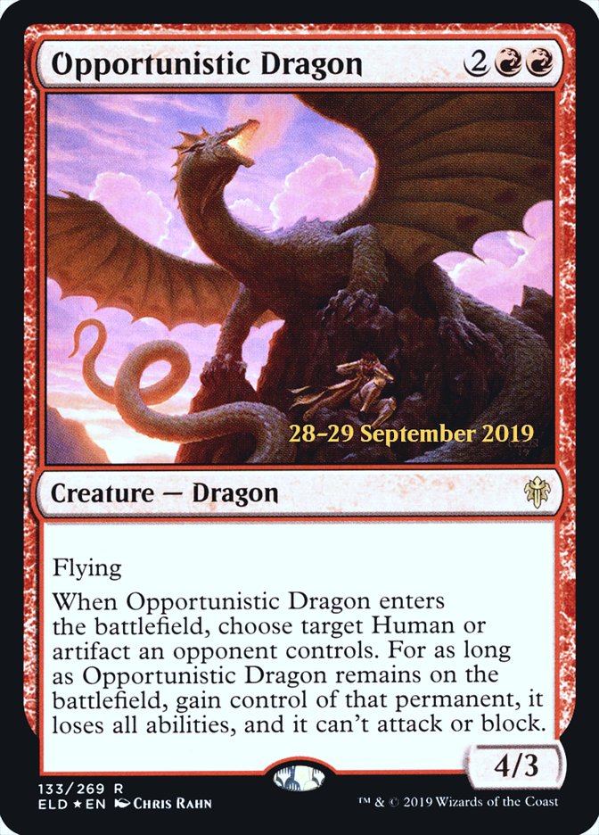 Opportunistic Dragon [Throne of Eldraine Prerelease Promos] | The CG Realm