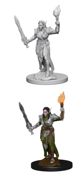 D&D Unpainted Miniature Deep Cuts Elf Female Fighter
