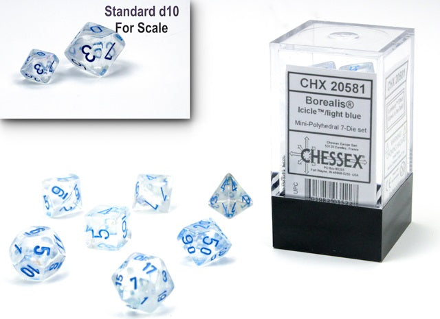 BOREALIS MINI-POLYHEDRAL 7-DIE SET LT BLUE LUMINAR