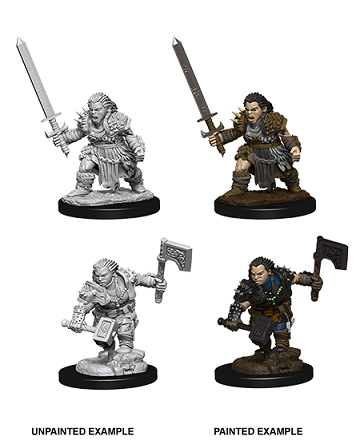D&D unpainted Miniature Deep Cuts Female Dwarf Barbarian