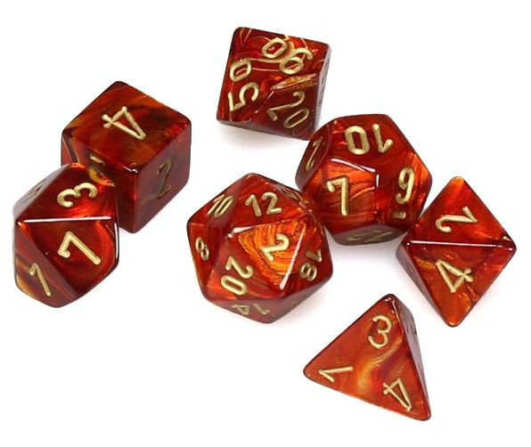 MINI SCARAB 7-DIE SET SCARLET/GOLD
