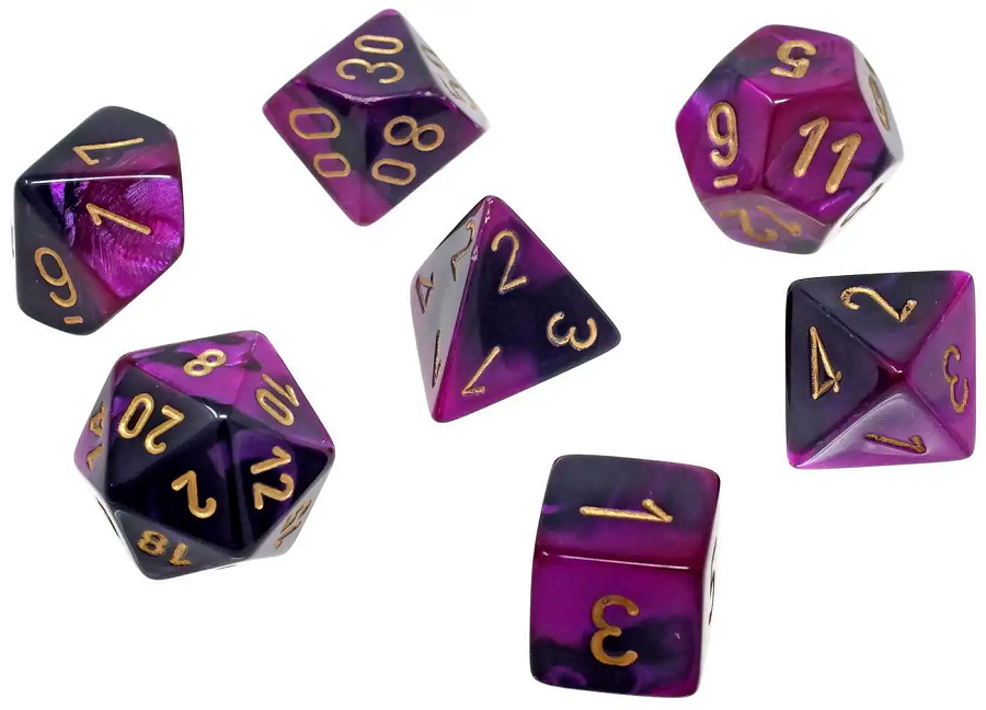MINI GEMINI 7-DIE SET BLACK-PURPLE/GOLD